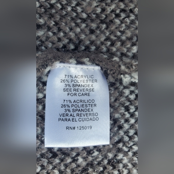 NEW Joseph A. Plaid Open Front Cardigan Sweater Drape Collar Jacket Black Size S - Picture 7 of 7